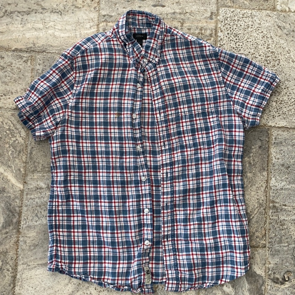 J. Crew Men’s Linen Button Down Short Sleeve Shirt